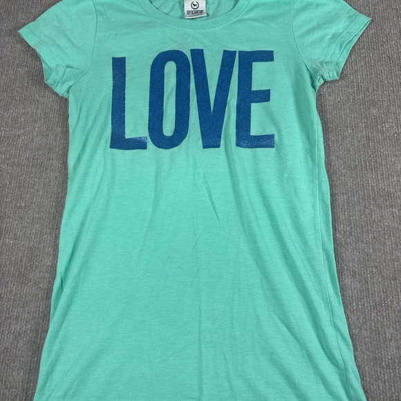 PINK Victoria's Secret Tops - Teal T-Shirt with Blue 'LOVE' Graphic 1255